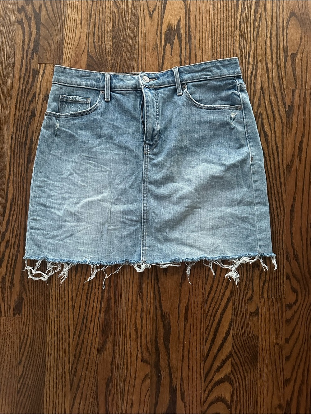 Old Navy Light Blue Frayed Denim Mini Skirt